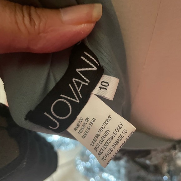 Jovani teal gown with train - Picture 7 of 12